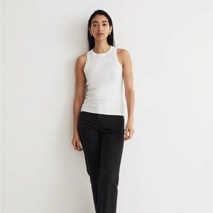 Madewell Brightside Rib Cutaway Tank, Off-White, Size XS